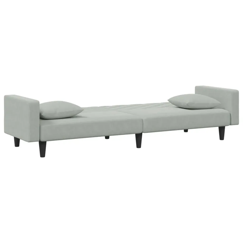 2 Piece Sofa Set with Pillows Light Grey Velvet Price