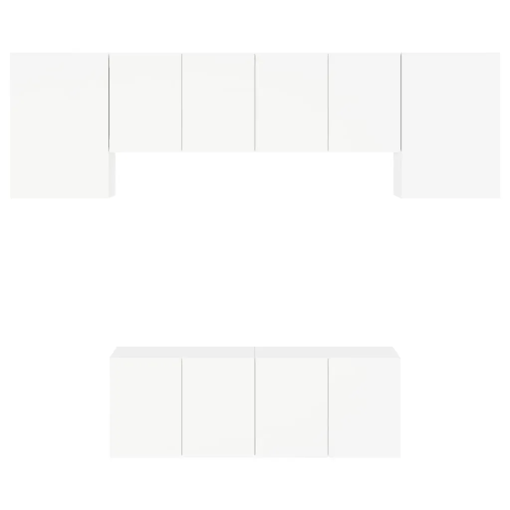 6 Piece TV Wall Units White Engineered Wood Price