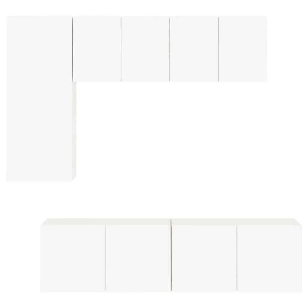 5 Piece TV Wall Units White Engineered Wood Price
