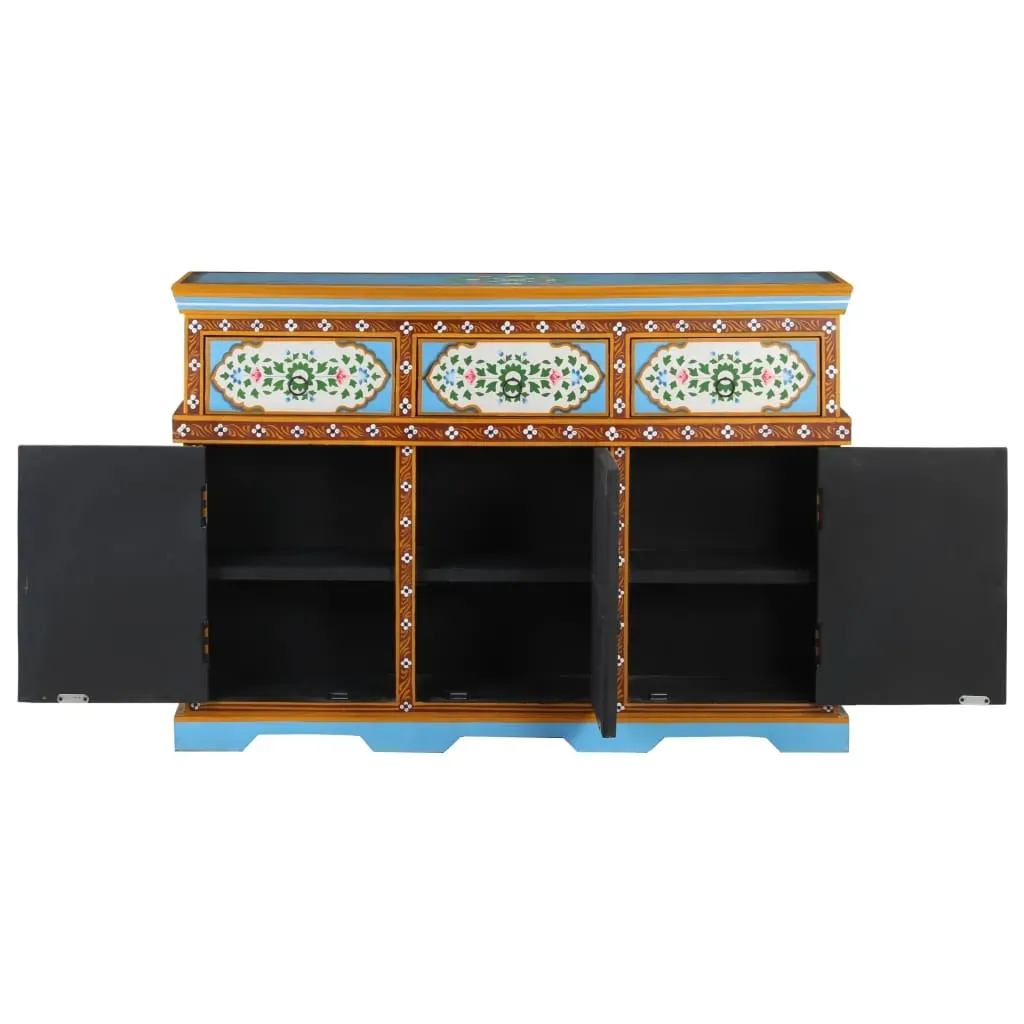 Hand-Painted Sideboard Multicolour 110x30x76cm Solid Mango Wood Price