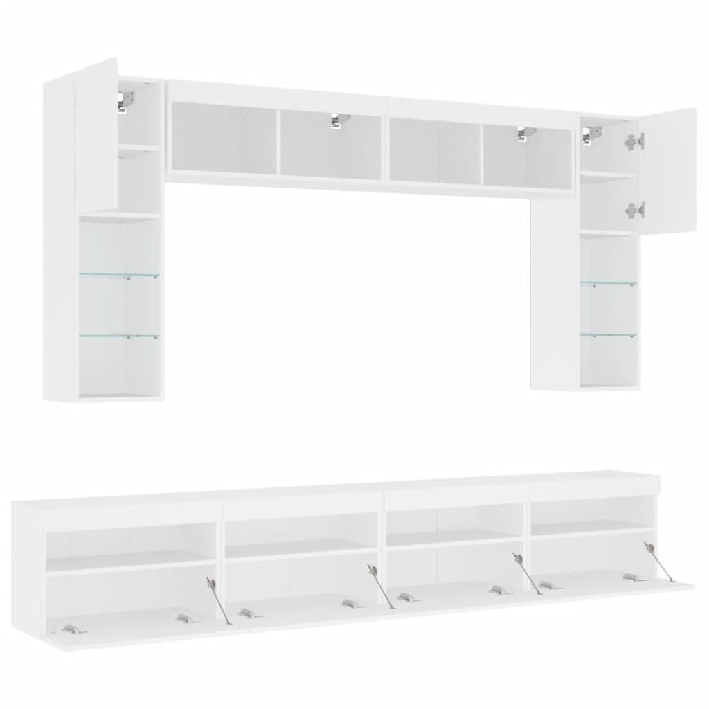 8 Piece TV Wall Cabinet Set with LED Lights White Price