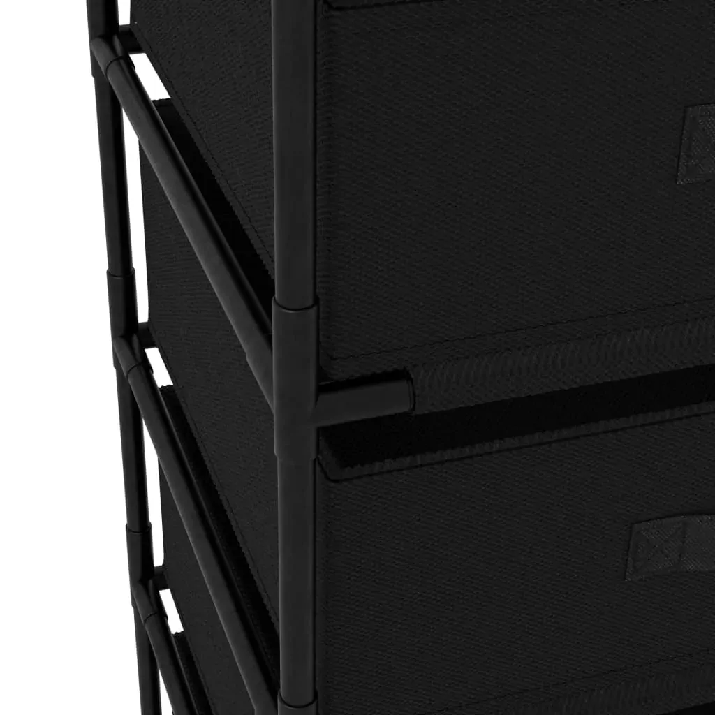 Storage Rack with 4 Fabric Baskets Steel Black Price
