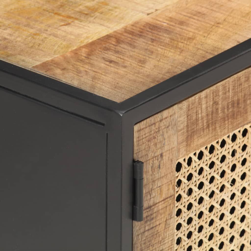 TV Cabinet 120x30x40 cm Rough Mango Wood and Natural Cane Price