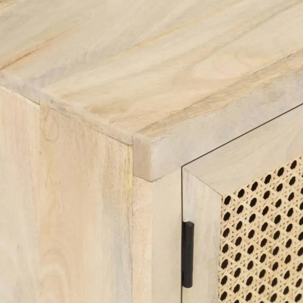 TV Cabinet 120x30x40 cm Solid Mango Wood and Natural Cane Price