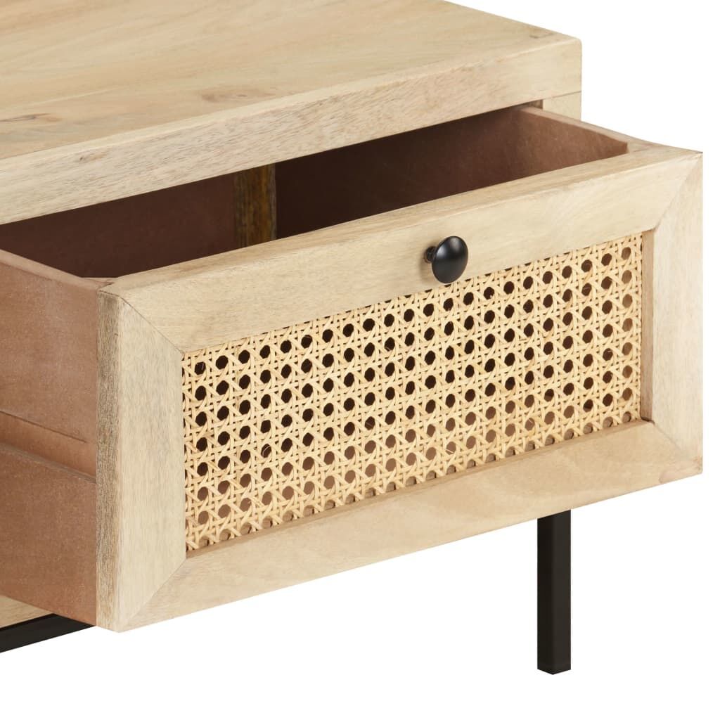 Coffee Table 90x50x37 cm Solid Mango Wood and Natural Cane Price