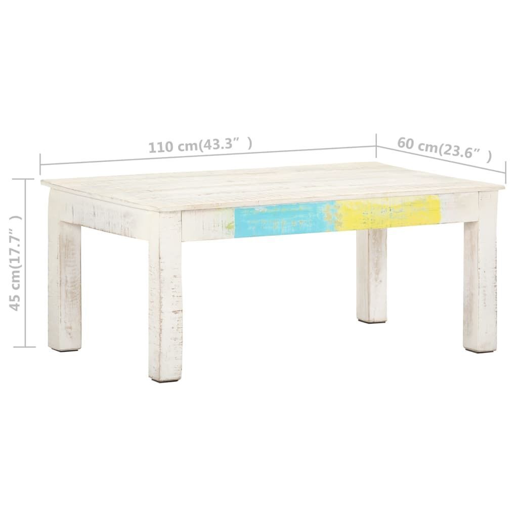 Coffee Table White 110x60x45 cm Solid Mango Wood Price