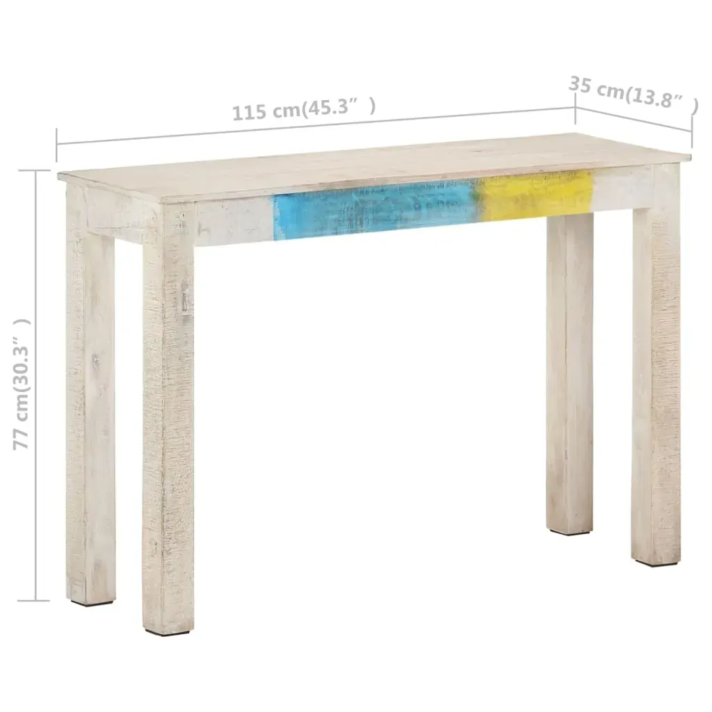 Console Table White 115x35x77 cm Rough Mango Wood Price