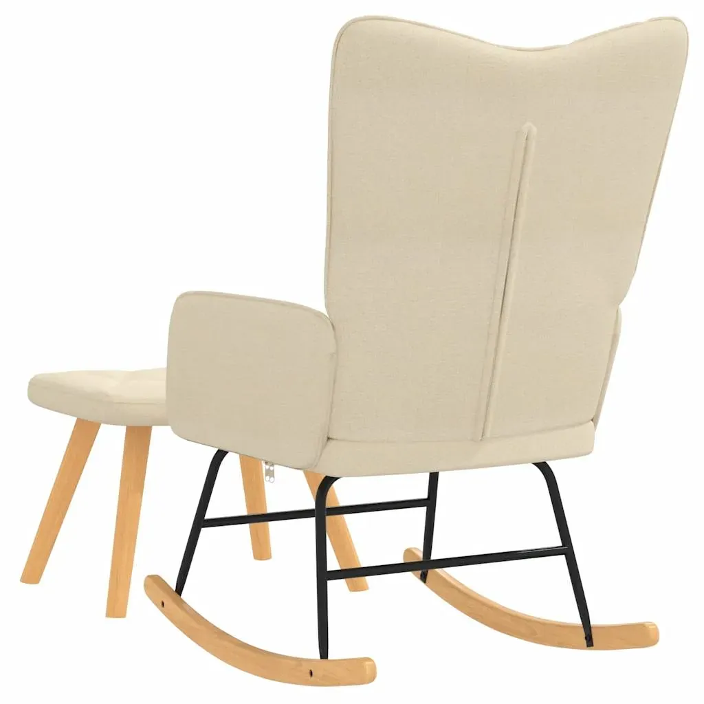 Rocking Chair with a Stool Cream Fabric Price