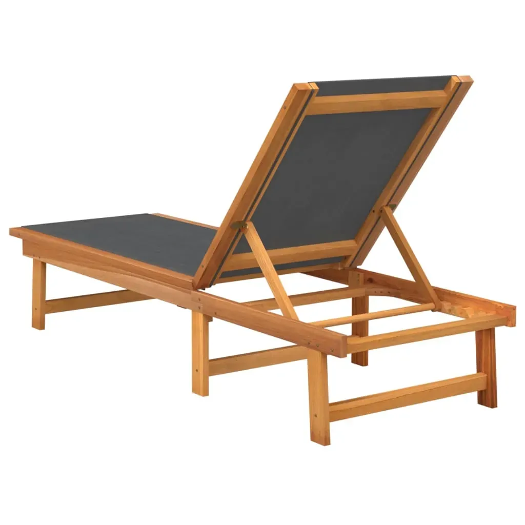 Sun Loungers 2 pcs Black Solid Wood Acacia and Textilene Price