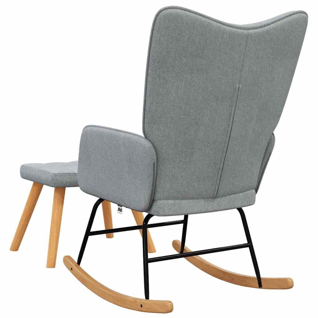 Rocking Chair with a Stool Light Grey Fabric Price