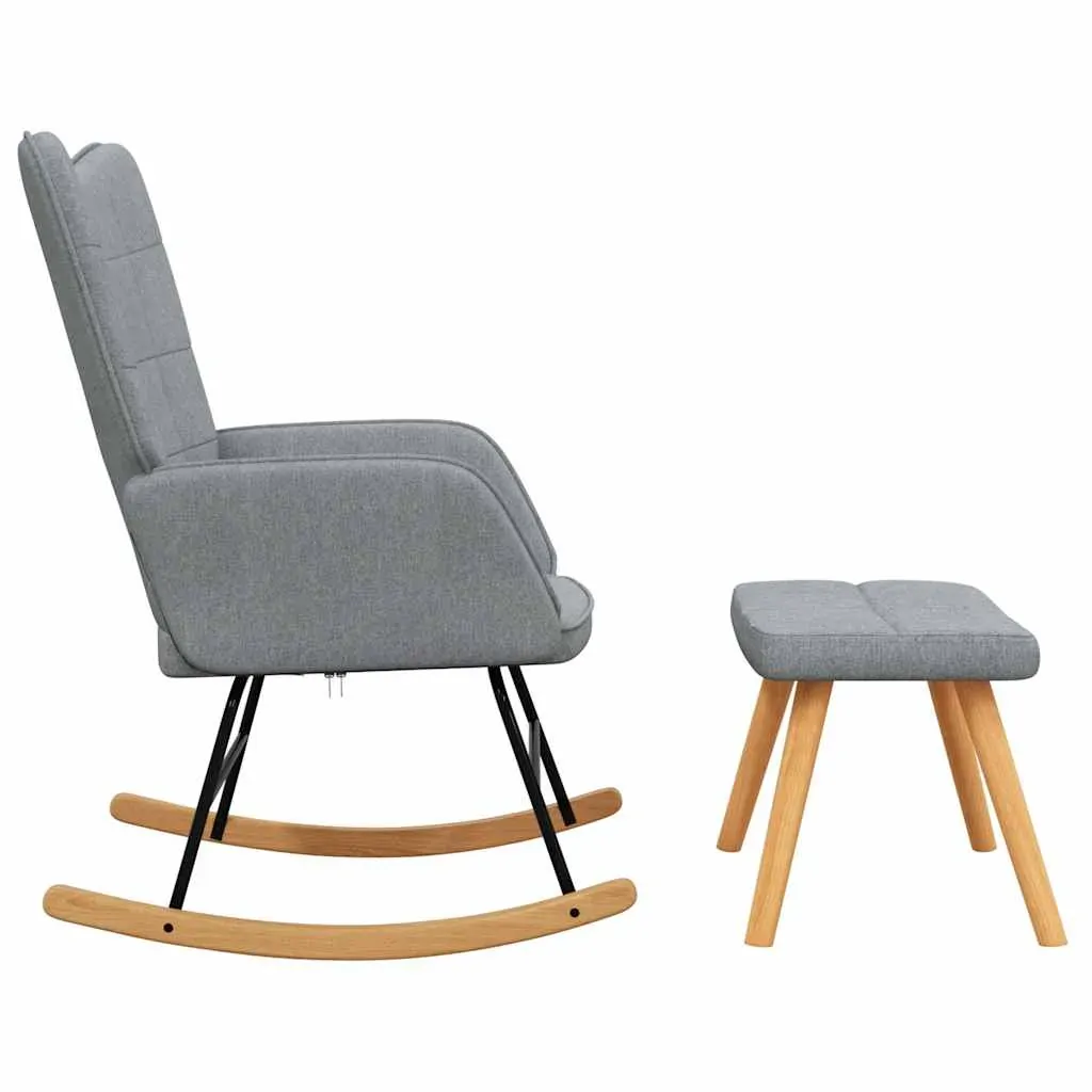 Rocking Chair with a Stool Light Grey Fabric Price