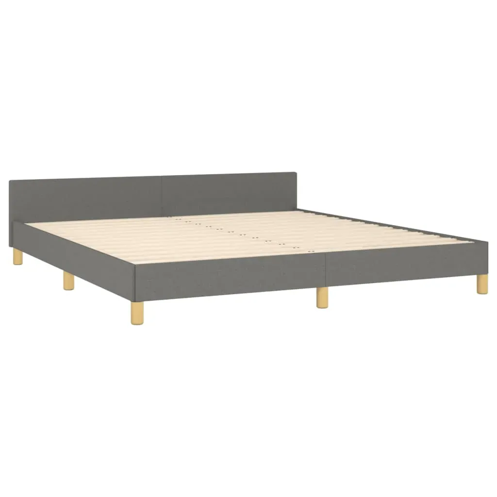 Bed Frame without Mattress Dark Grey 152x203 cm Queen Fabric Price