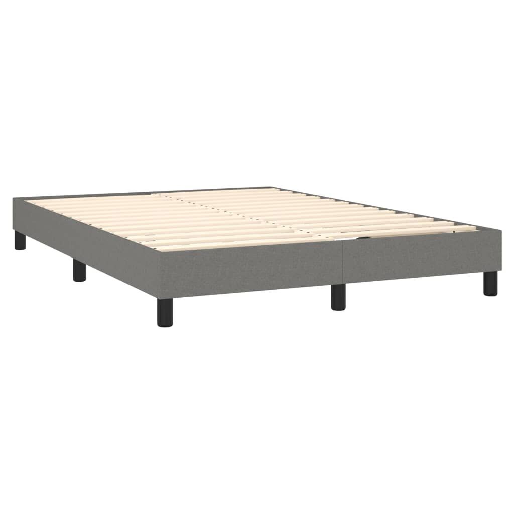 Box Spring Bed with Mattress Dark Grey 153x203 cm Queen Size Fabric Price