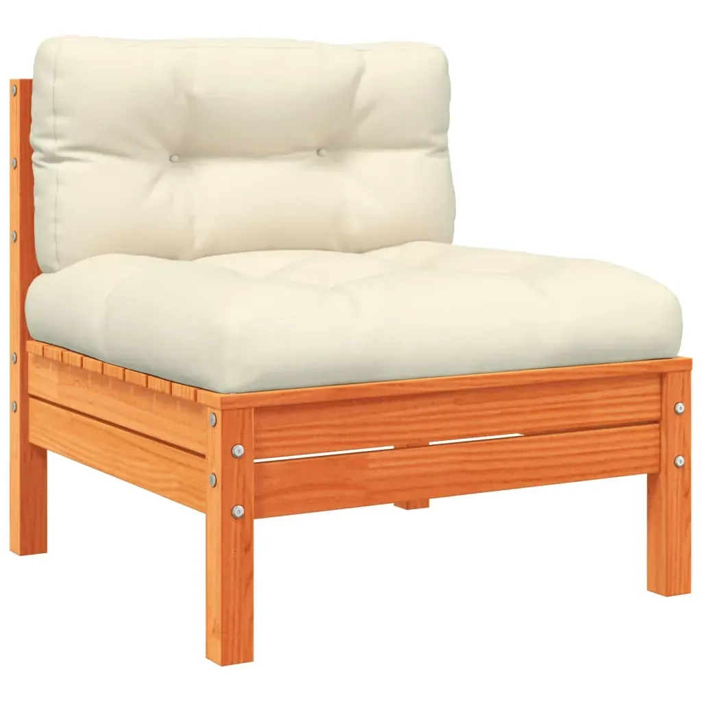 6 Piece Garden Sofa Set with Cushions Wax Brown Solid Wood Pine Price