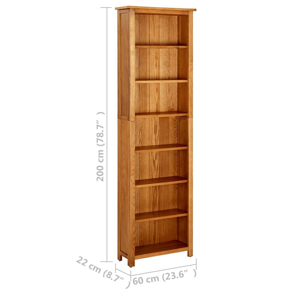 7-Tier Bookcase 60x22x200 cm Solid Oak Wood Price