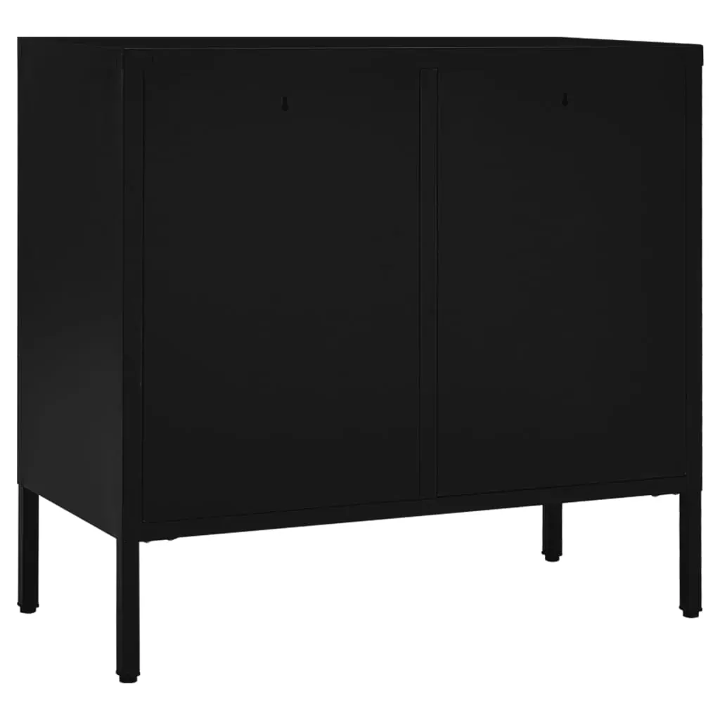 Sideboard Black 75x35x70 cm Steel and Tempered Glass Price