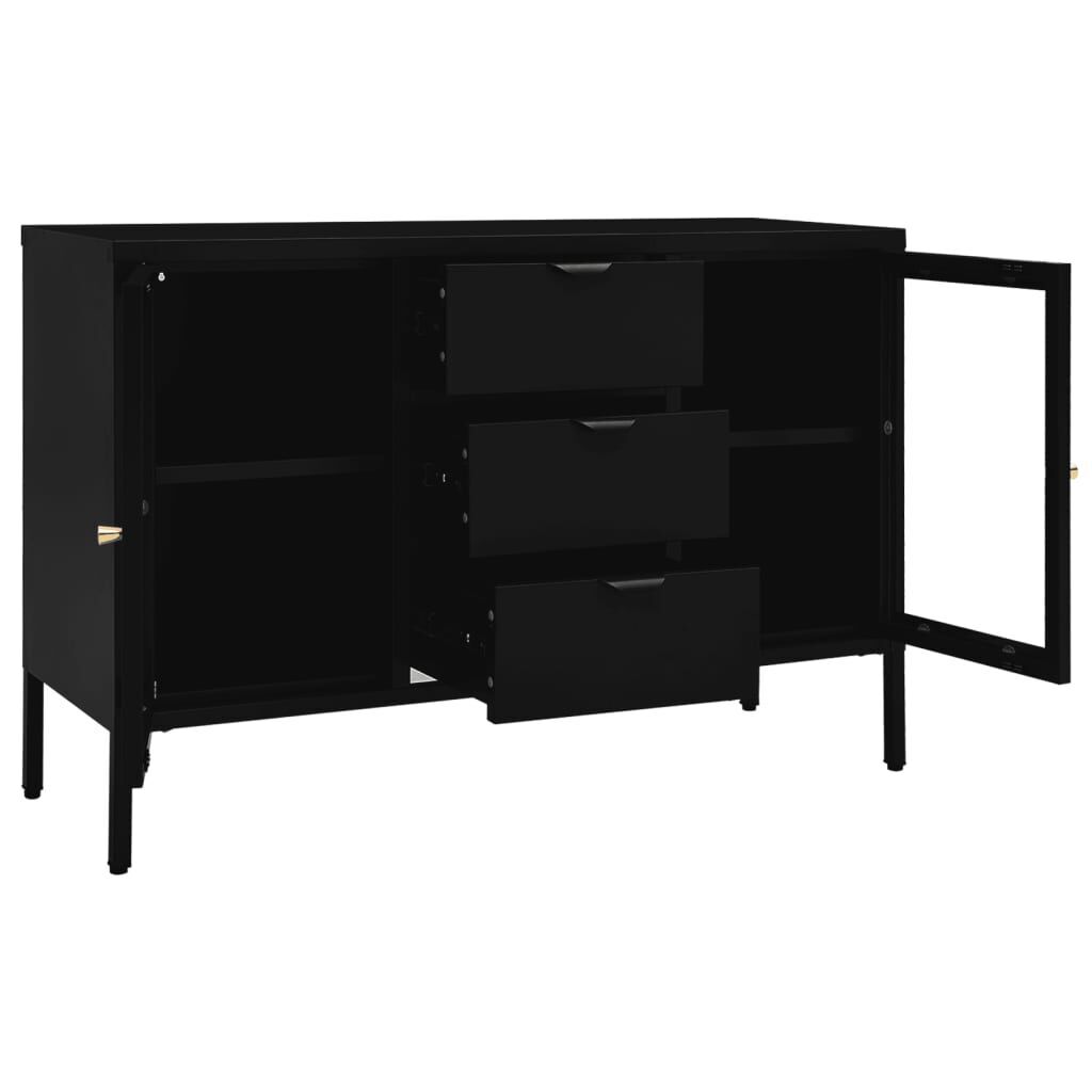 Sideboard Black 105x35x70 cm Steel and Tempered Glass Price