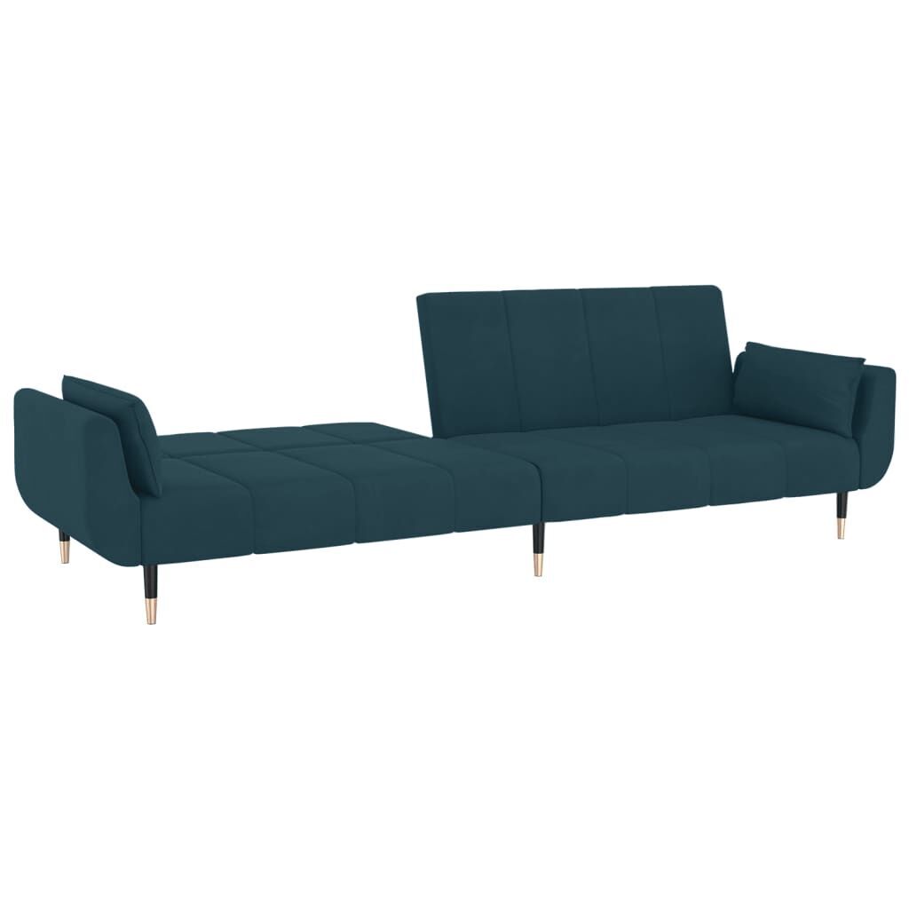 2-Seater Sofa Bed with Two Pillows Blue Velvet Price