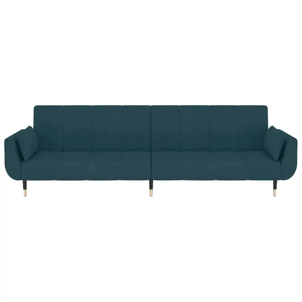 2-Seater Sofa Bed with Two Pillows Blue Velvet Price