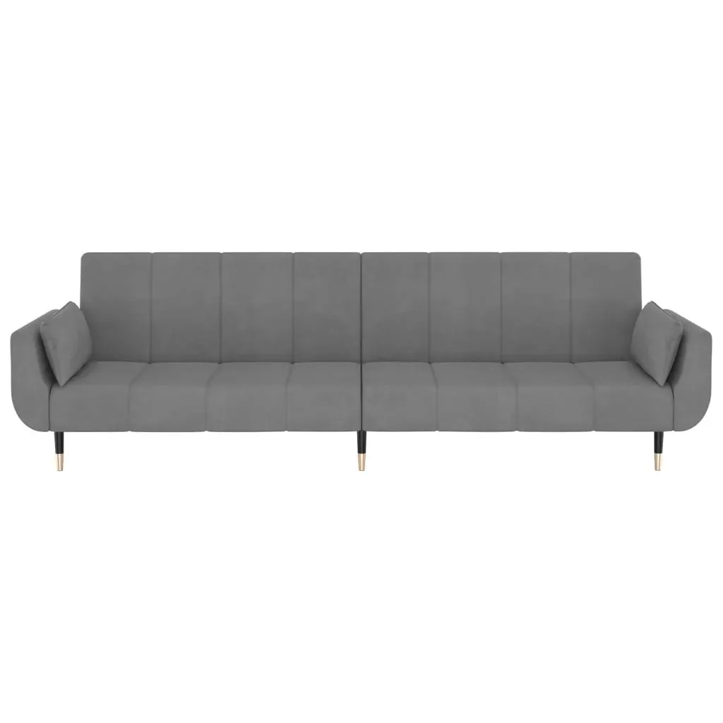 2-Seater Sofa Bed with Two Pillows Light Grey Velvet Price