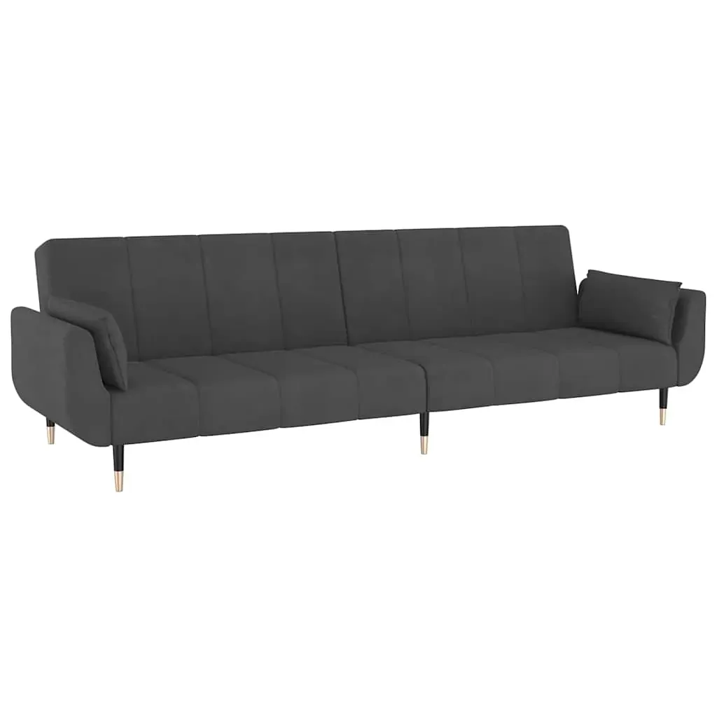2-Seater Sofa Bed with Two Pillows Dark Grey Velvet Price
