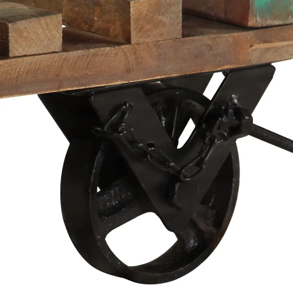 Side Table with Wheels 40x40x42 cm Solid Wood Reclaimed Price