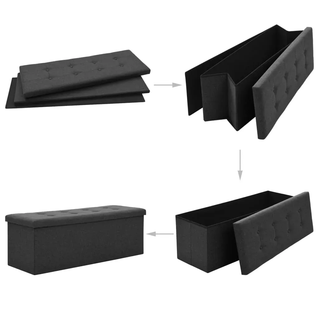Folding Storage Bench Black Faux Linen Price