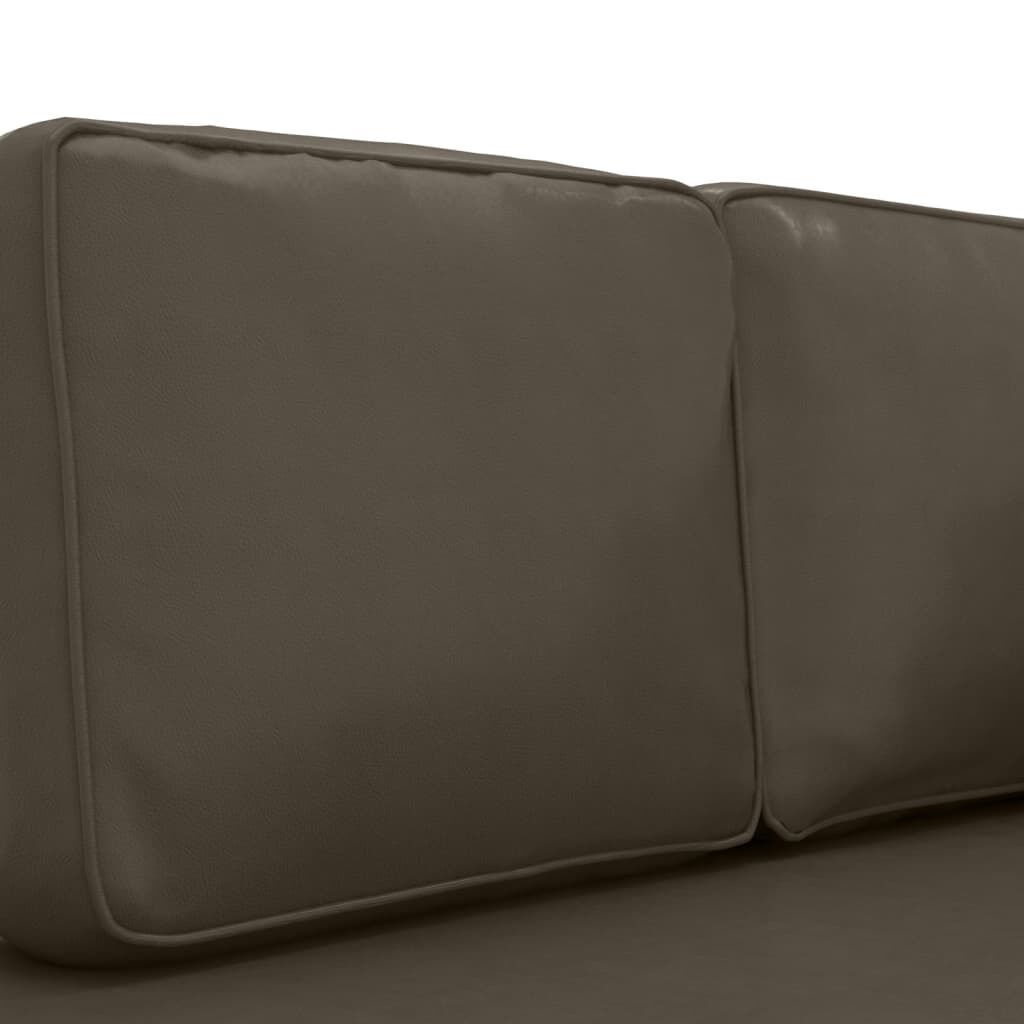 Chaise Lounge with Cushions and Bolster Grey Faux Leather Price