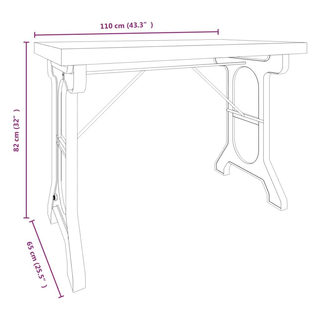 Dining Table 110x65x82 cm Solid Wood Fir and Iron Price
