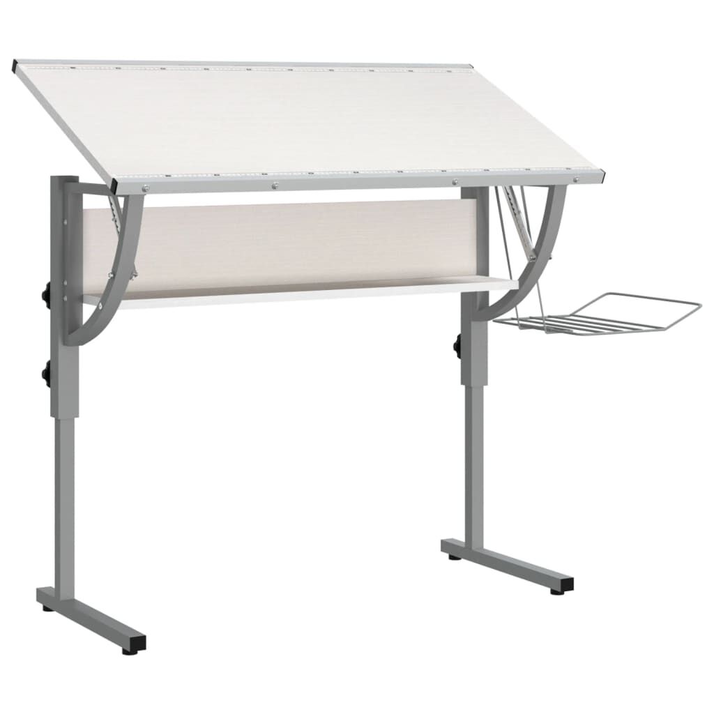 Craft Desk White and Grey 110x53x(58-87) cm Engineered Wood and Steel Price