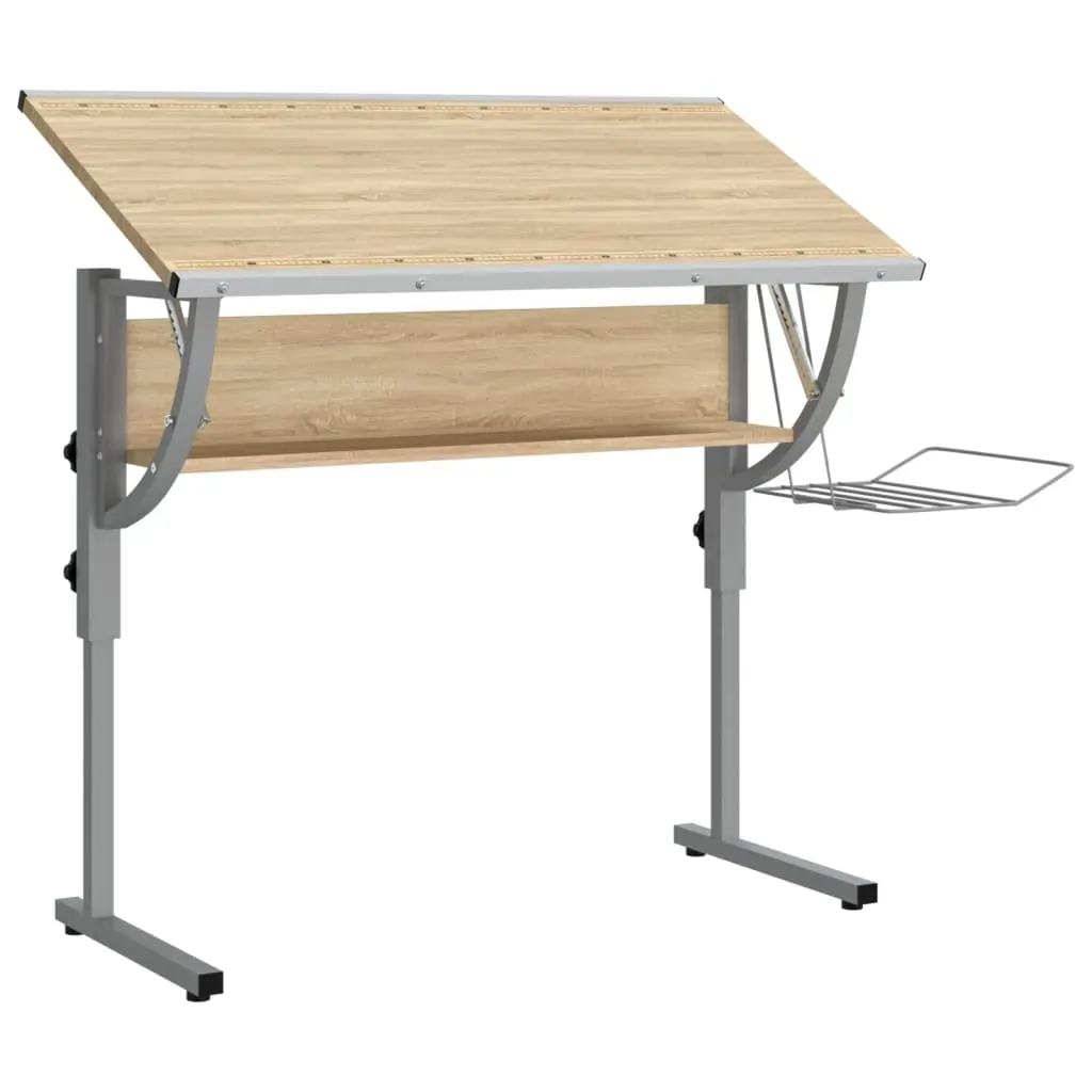Craft Desk Sonoma Oak and Grey 110x53x(58-87)cm Engineered Wood and Steel Price