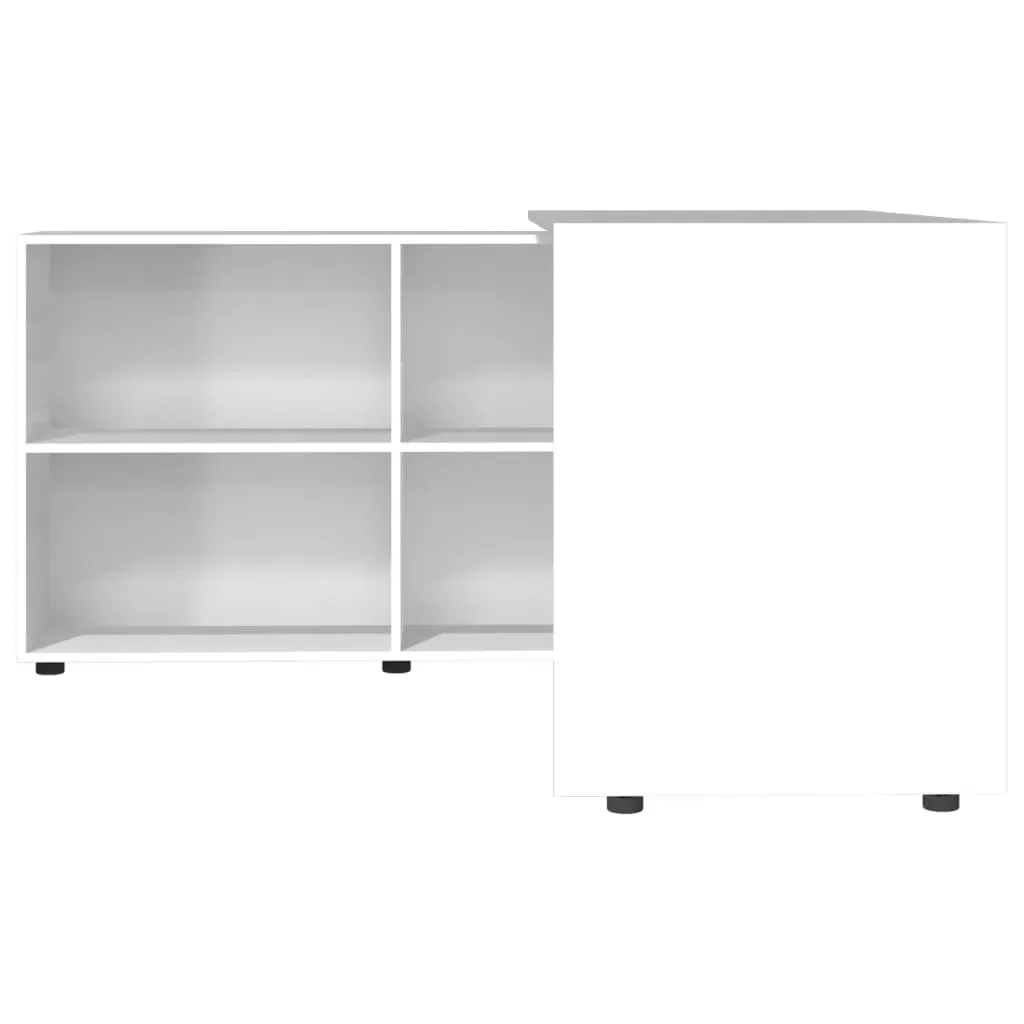 Corner Desk High Gloss White Engineered Wood Price