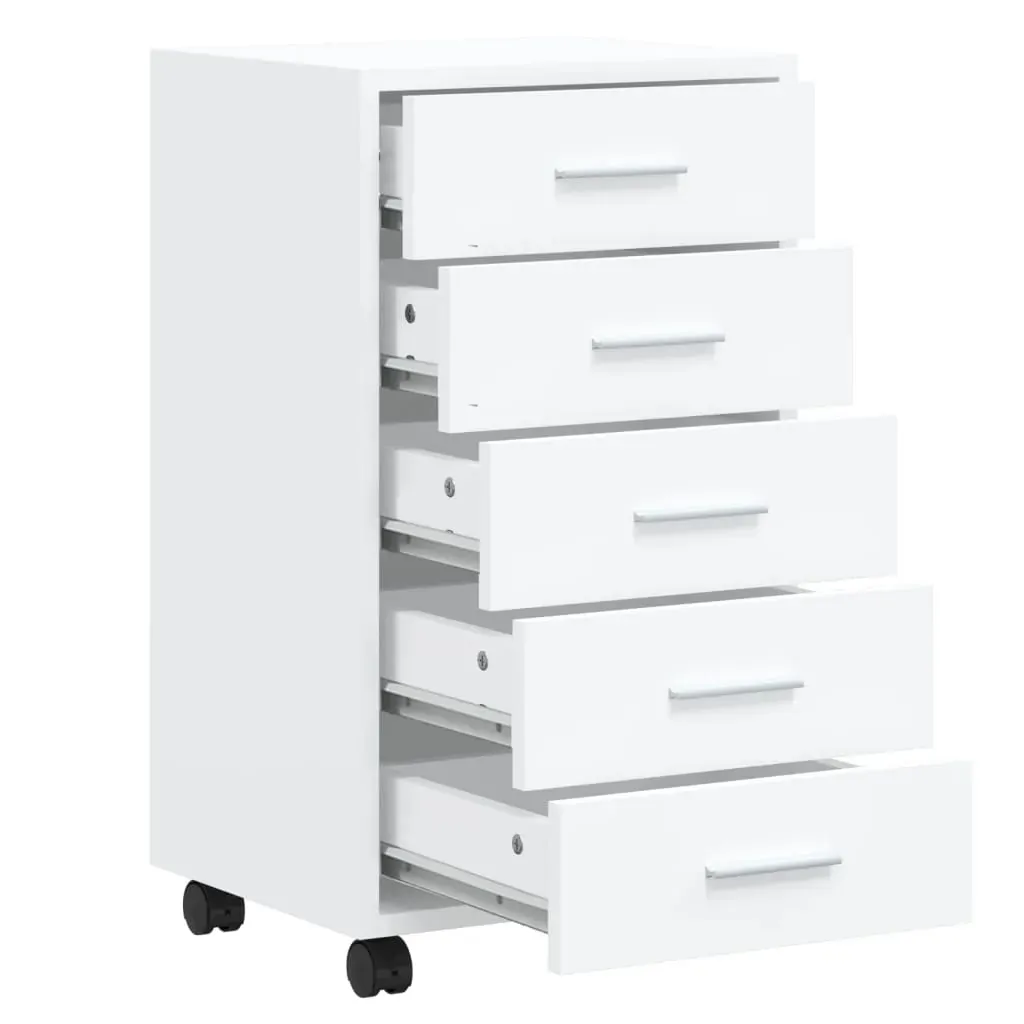 Drawer Cabinet with Castors High Gloss White Engineered Wood Price