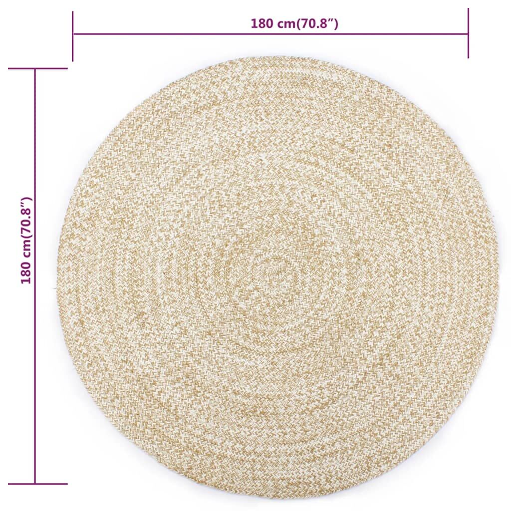 Handmade Rug Jute White and Brown 180 cm Price