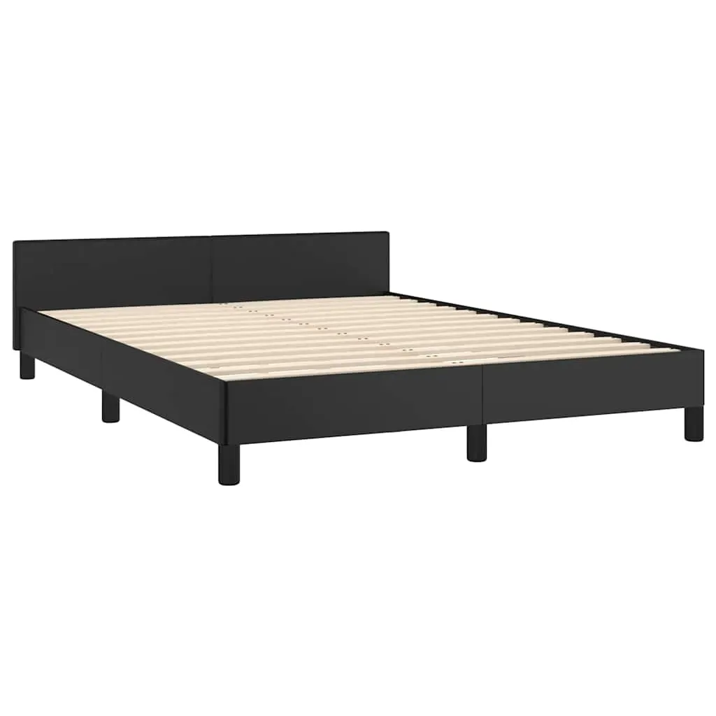 Bed Frame without Mattress Black Double Faux Leather Price
