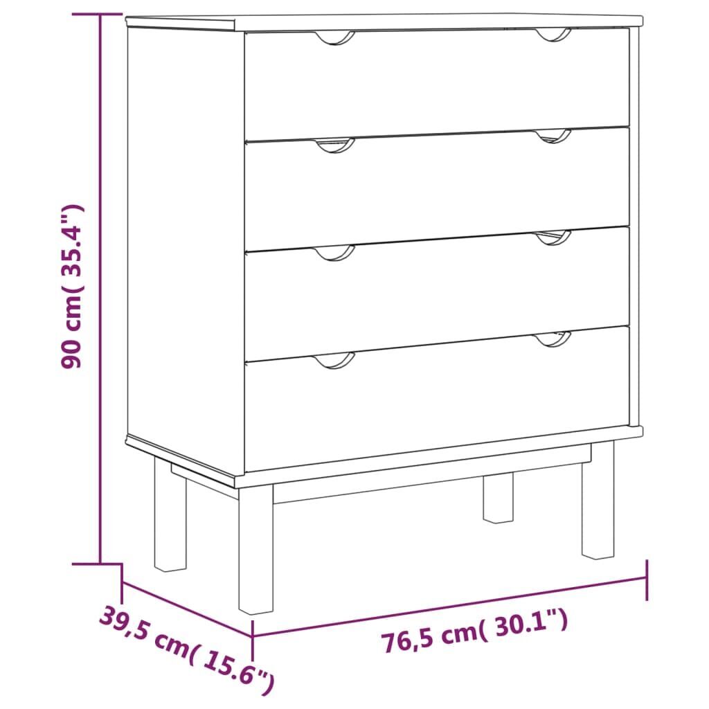 Drawer Cabinet OTTA 76.5x39.5x90cm Solid Wood Pine Price