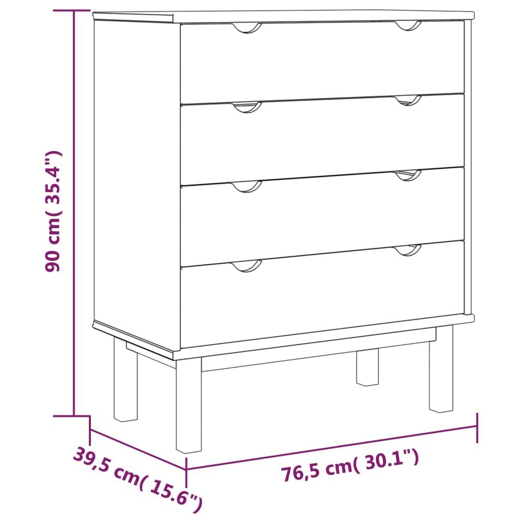 Drawer Cabinet OTTA Brown&Grey 76.5x39.5x90cm Solid Wood Pine Price