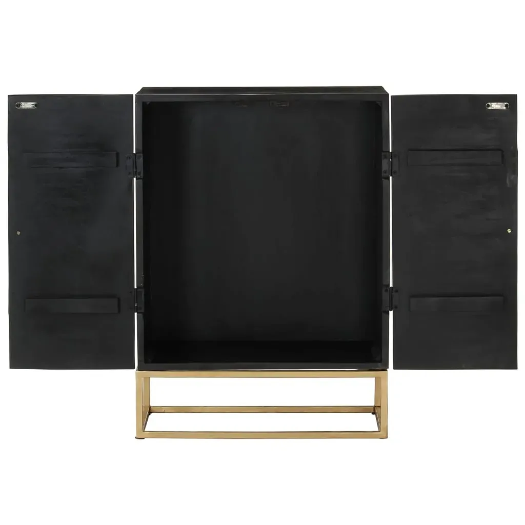 Sideboard Black 55x34x75 cm Solid Wood Mango and Iron Price