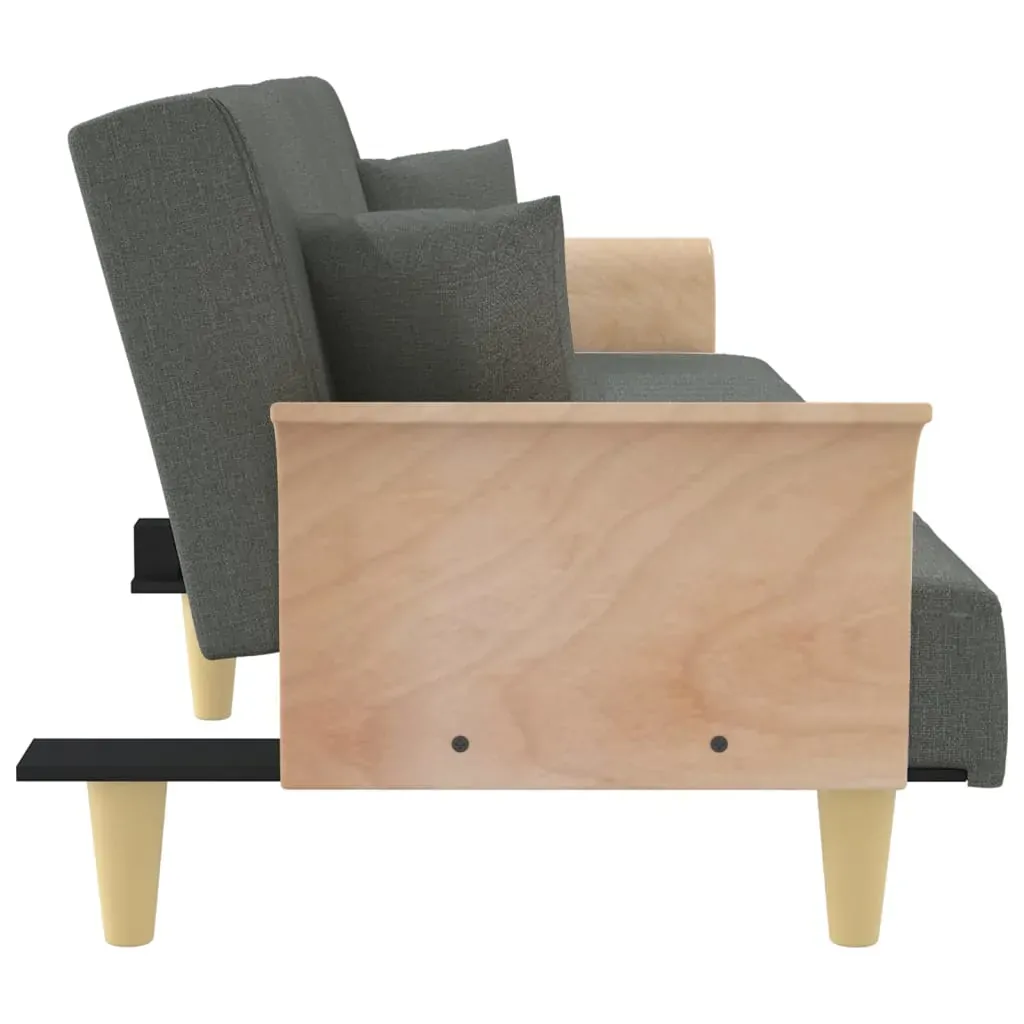 Sofa Bed with Armrests Dark Grey Fabric Price