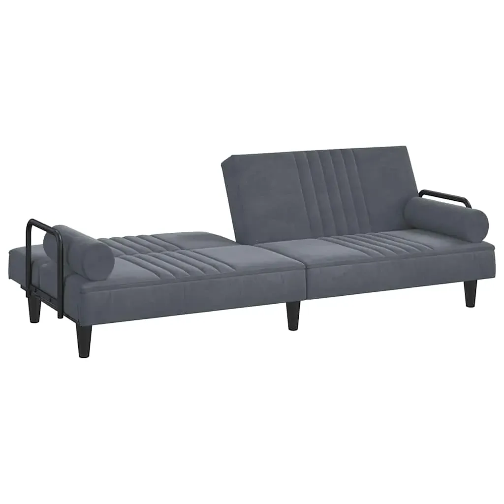 Sofa Bed with Armrests Dark Grey Velvet Price