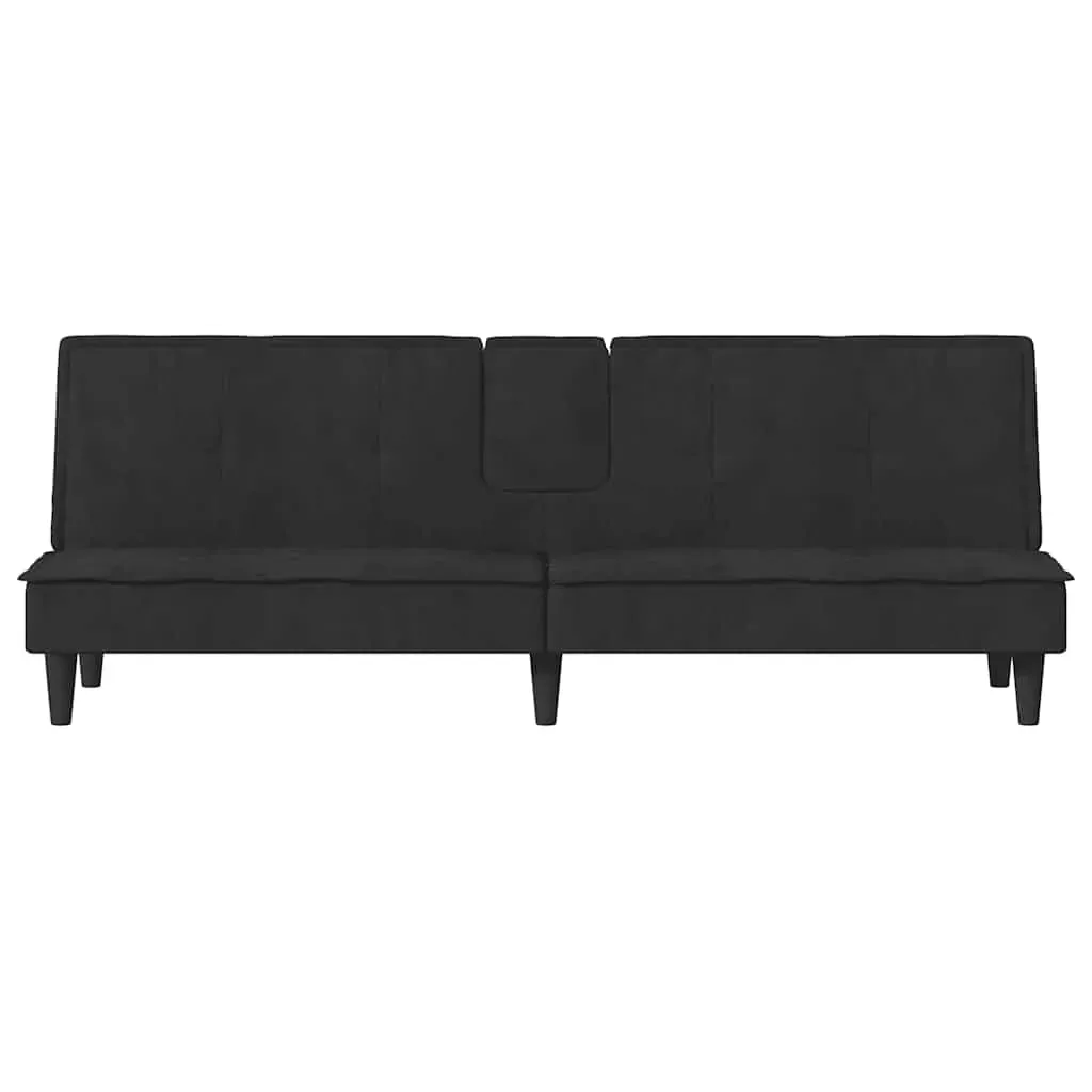 Sofa Bed with Cup Holders Black Velvet Price