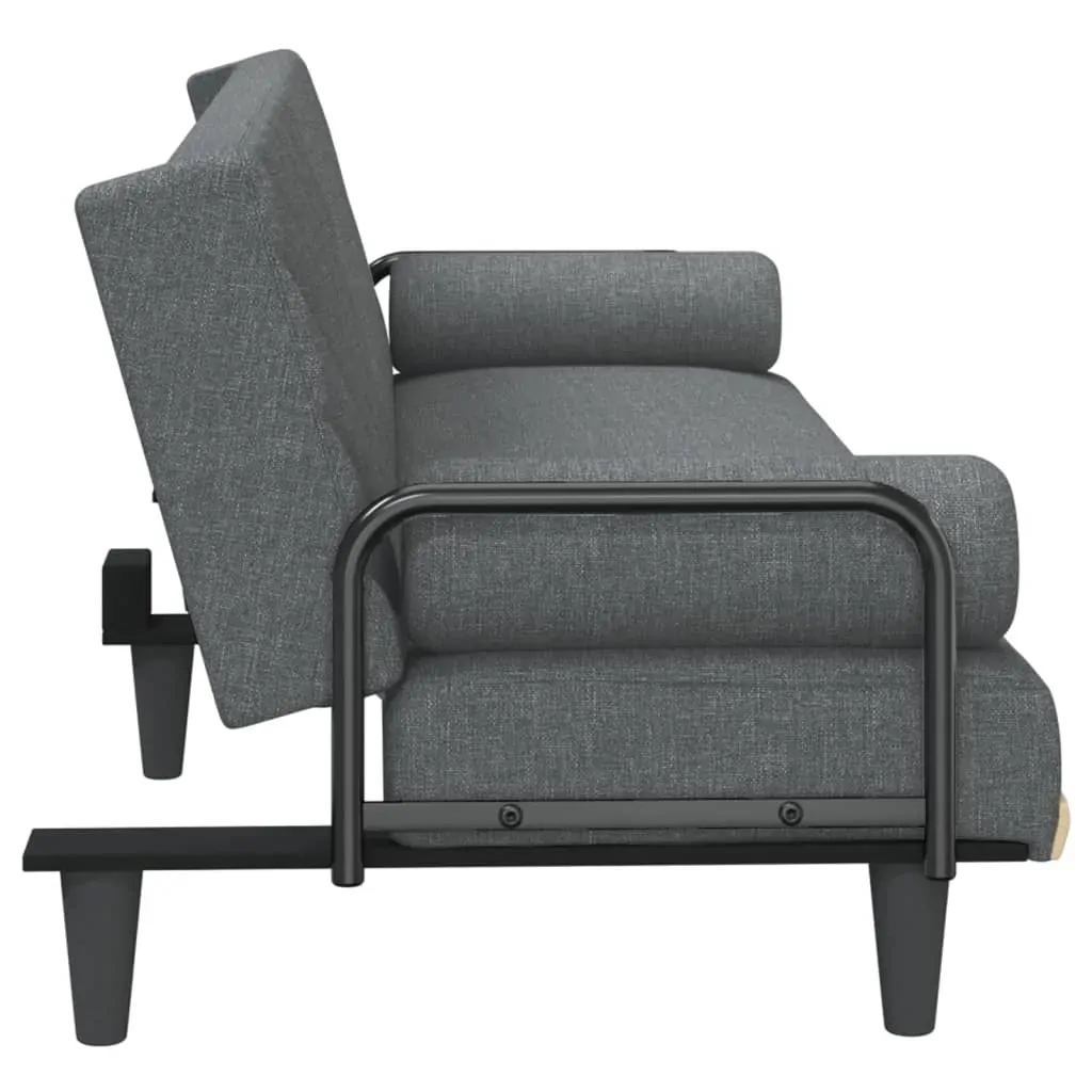 Sofa Bed with Armrests Dark Grey Fabric Price