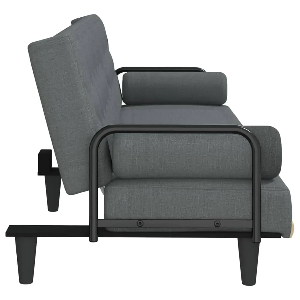 Sofa Bed with Armrests Dark Grey Fabric Price