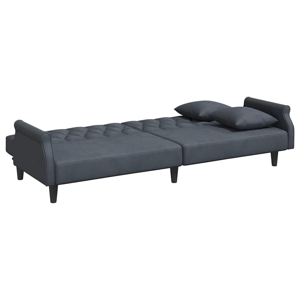 Sofa Bed with Armrests Dark Grey Velvet Price