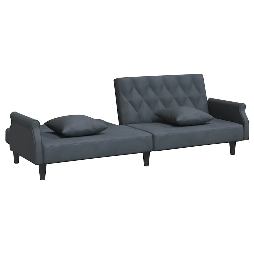 Sofa Bed with Armrests Dark Grey Velvet Price