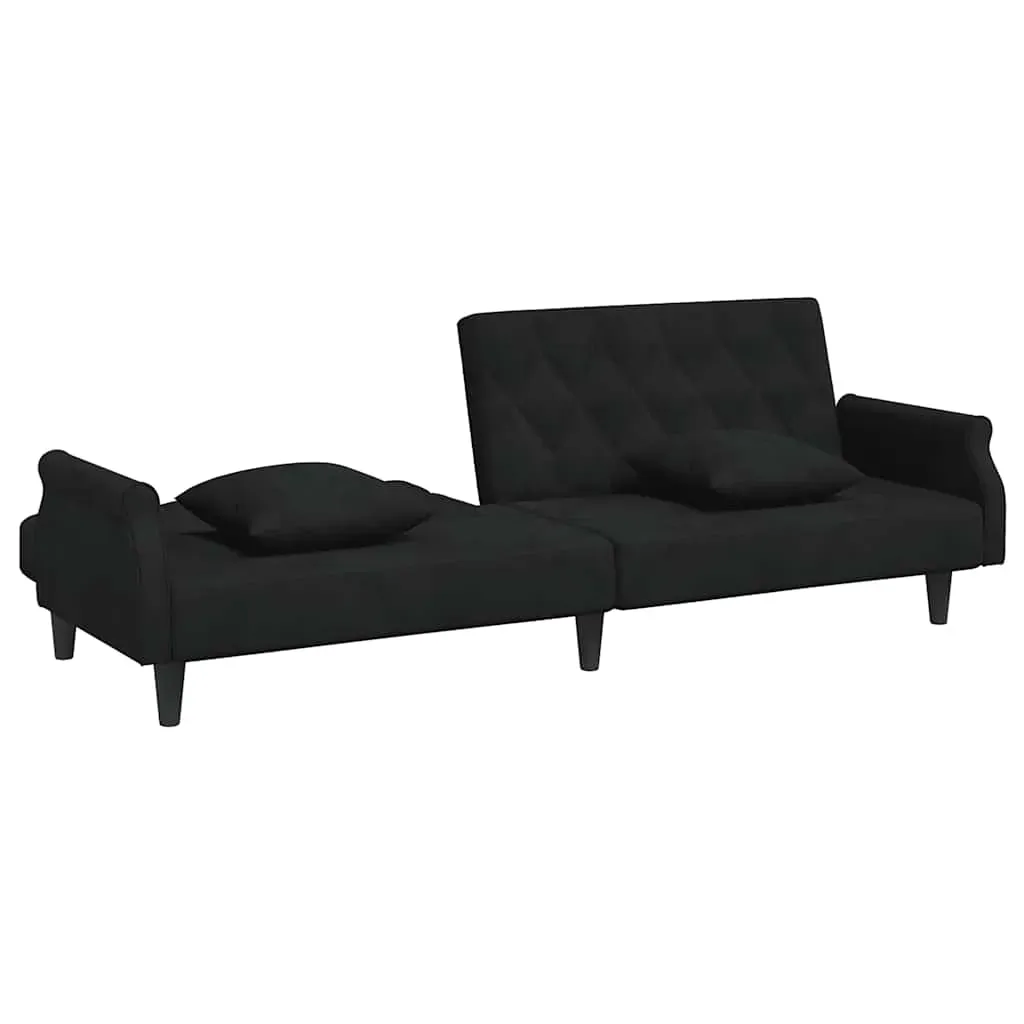 Sofa Bed with Armrests Black Velvet Price
