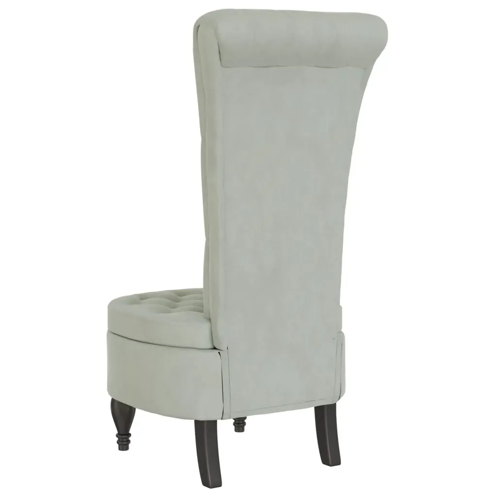 High Back Chair Light Grey Velvet Button Design Price