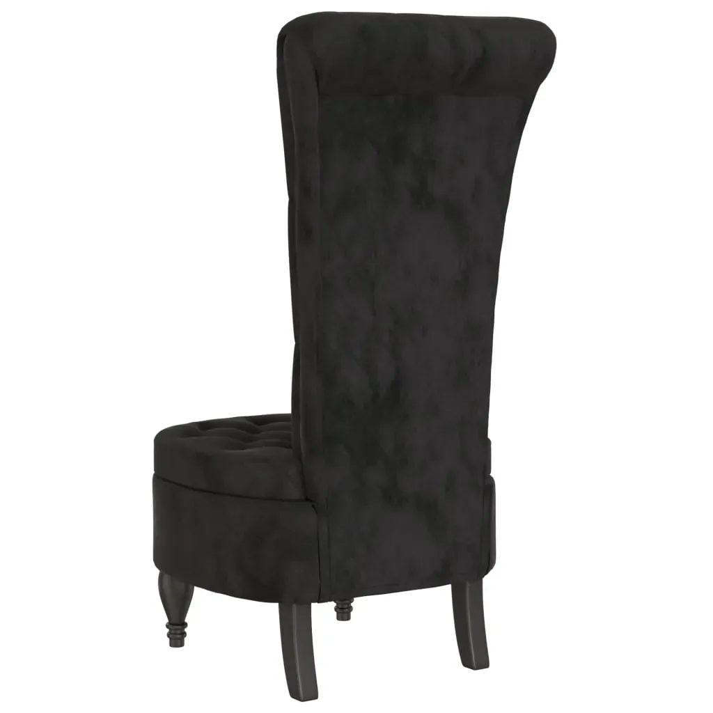 High Back Chair Black Velvet Button Design Price