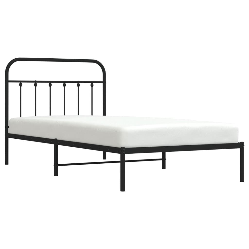 Metal Bed Frame without Mattress with Headboard Black 107x203 cm King Single Price