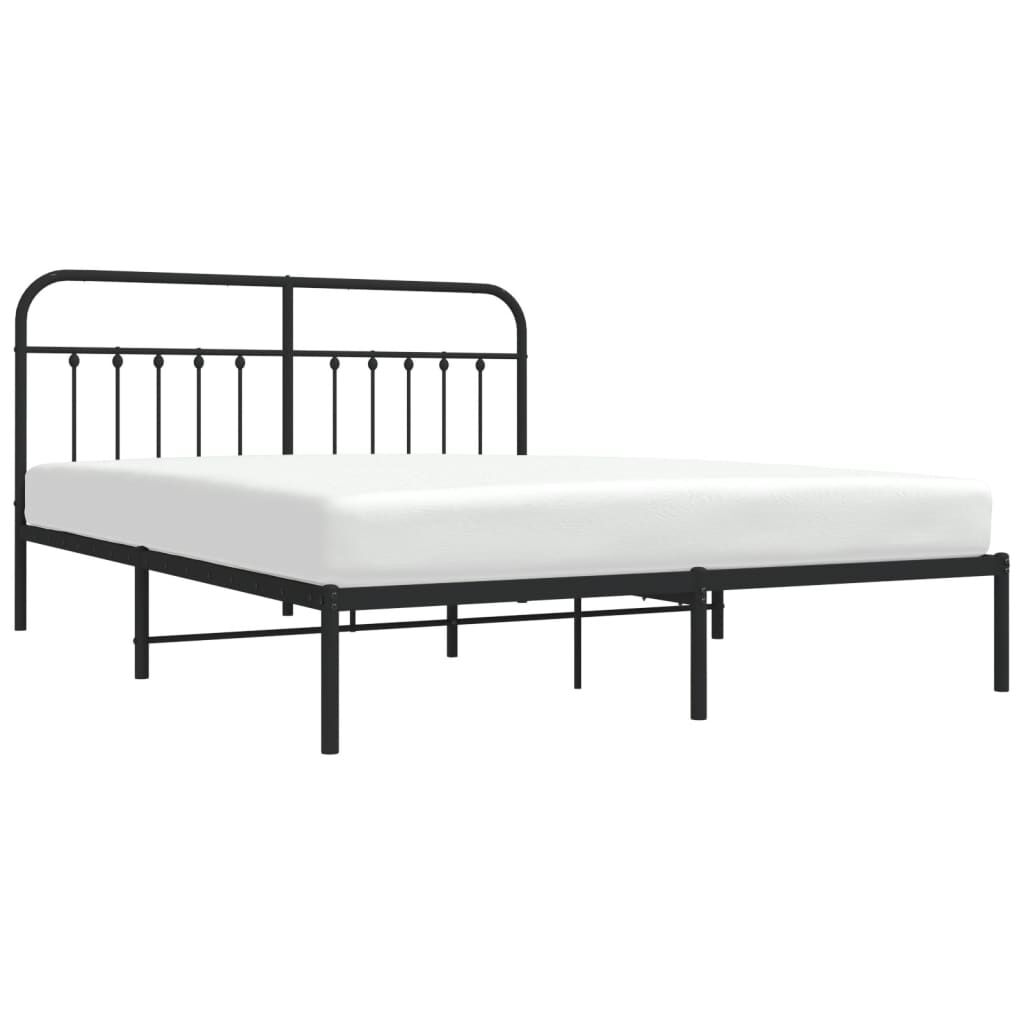 Metal Bed Frame without Mattress with Headboard Black 183x203 cm King Price